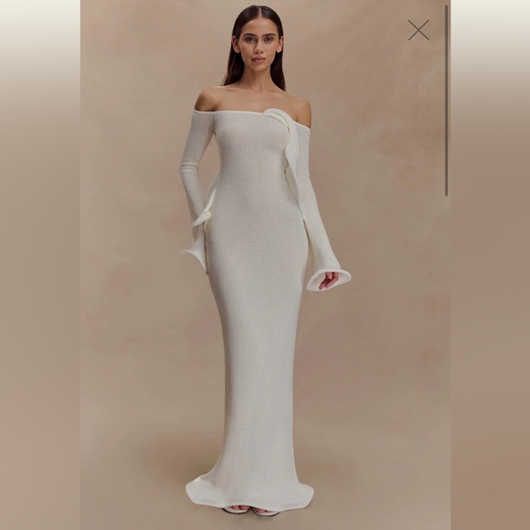 Meshki Off-Shoulder Cream Long Sleeve Dress - Picture 1 of 4